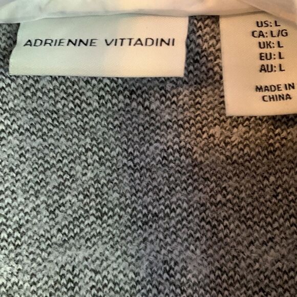 Adrienne Vittadini Cream and Gray Open Front Coat Sweater-Oversized - Size Large - Picture 7 of 9